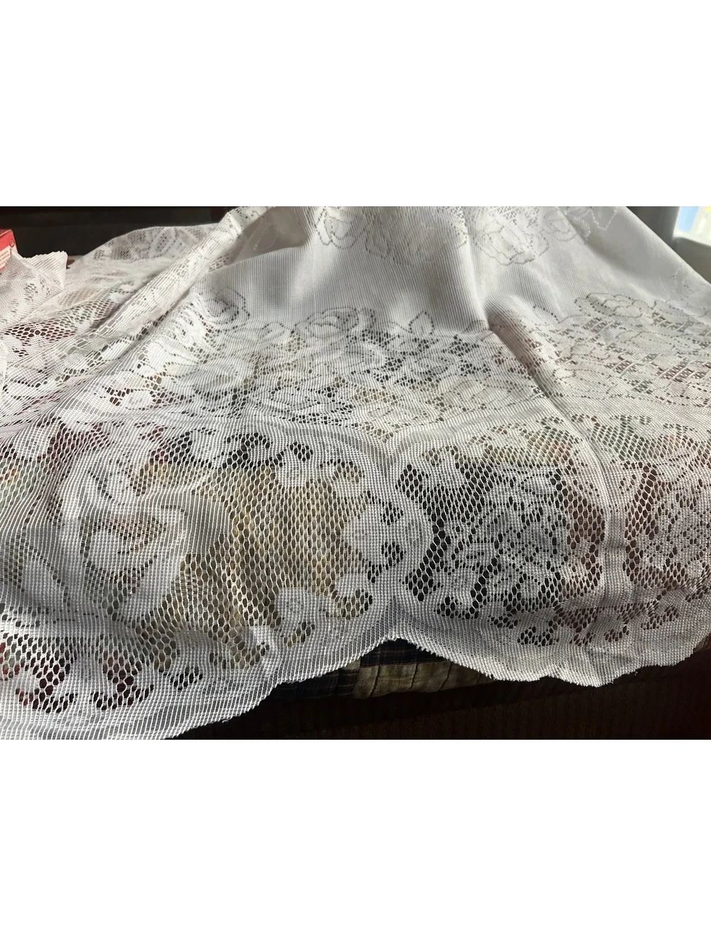 Vintage White Lace Nativity Scene Tablecloth or Decorative Fabric